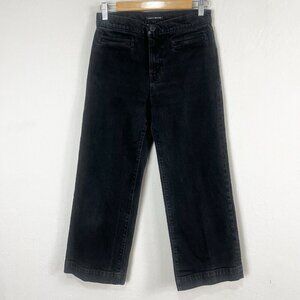 Lucky Brand Mid Rise Crop Wide Leg Denim Jeans Black Welt‎ Pockets Size 2 / 26